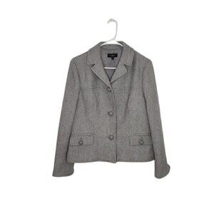 Talbots Classic Gray Boucle Tweed Blazer Jacket